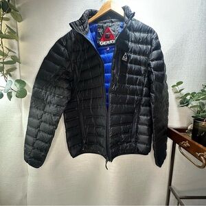 NWOT Gerry Men's Packable Lightweight Hiking Down Puffer Jacket in Black/Blue L